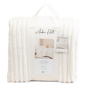 AUBIN HILL Ivory Faux Fur Comforter Set